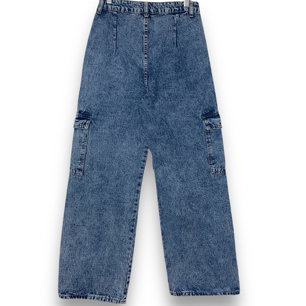 SHEIN Cargo Jeans Women’s Sz XS/2 High Waisted Wide Leg Acid Wash Y2K Denim - Picture 2 of 15